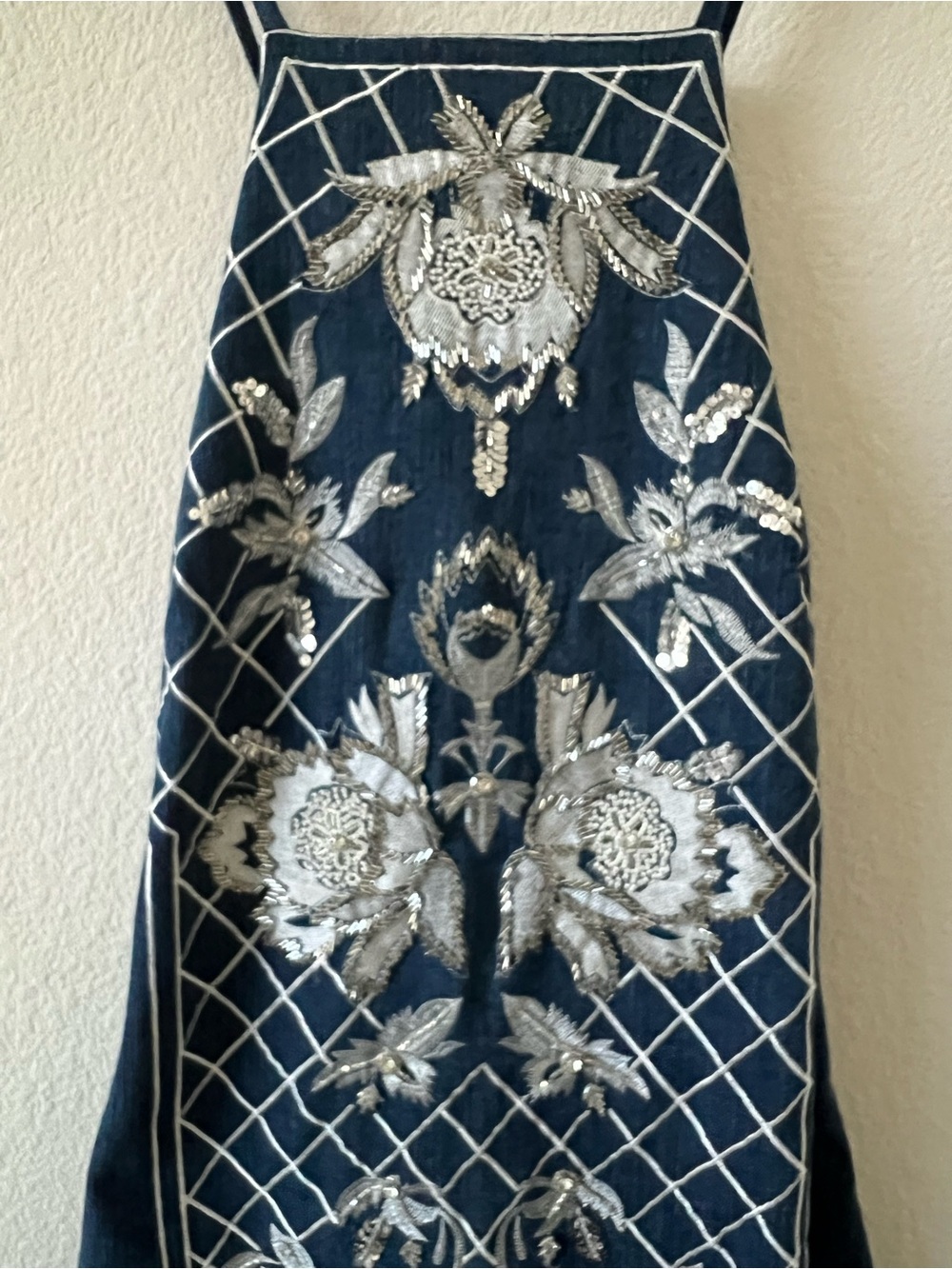 NWT Karen Millen Beaded Embellished Denim Woven Halter Midi Dress US 6 - Picture 10 of 16